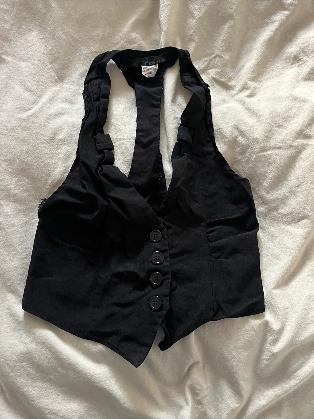 Women's Black Button-Front Vest Top by BONGO